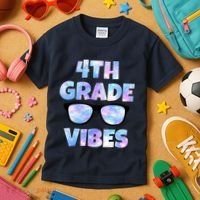 Cute Funny 4th Grade Vibes Cool Sunglasses Kids T-Shirt thumb 3