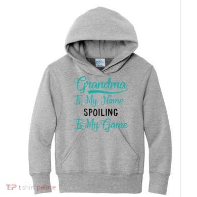 Cute Funny Grandma Is My Name Spoiling Is My Game Kids Hoodie
