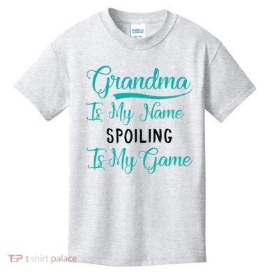 Cute Funny Grandma Is My Name Spoiling Is My Game Kids T-Shirt