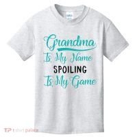 Cute Funny Grandma Is My Name Spoiling Is My Game Kids T-Shirt thumb 0