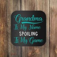 Cute Funny Grandma Is My Name Spoiling Is My Game Coaster thumb 0