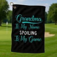 Cute Funny Grandma Is My Name Spoiling Is My Game Golf Towel thumb 1