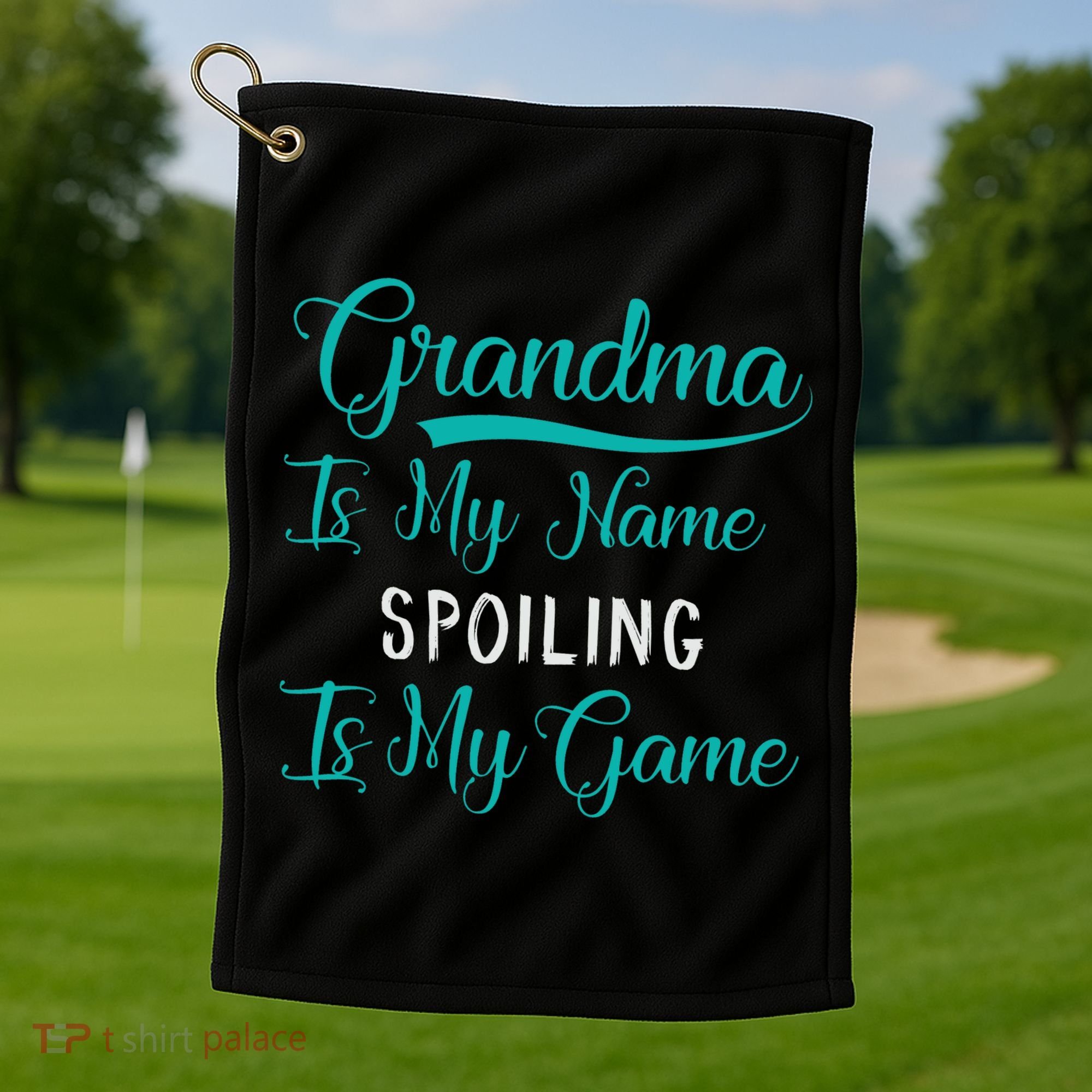 Cute Funny Grandma Is My Name Spoiling Is My Game Golf Towel