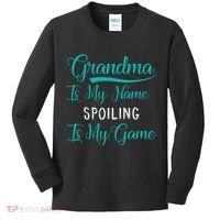Cute Funny Grandma Is My Name Spoiling Is My Game Kids Long Sleeve Shirt thumb 0