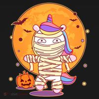 Cute Funny Halloween Unicorn Mummy Button thumb 1