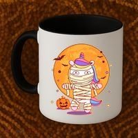 Cute Funny Halloween Unicorn Mummy Coffee Mug thumb 2