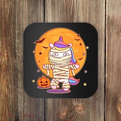 Cute Funny Halloween Unicorn Mummy Coaster