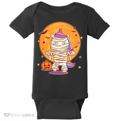 Cute Funny Halloween Unicorn Mummy Baby Bodysuit