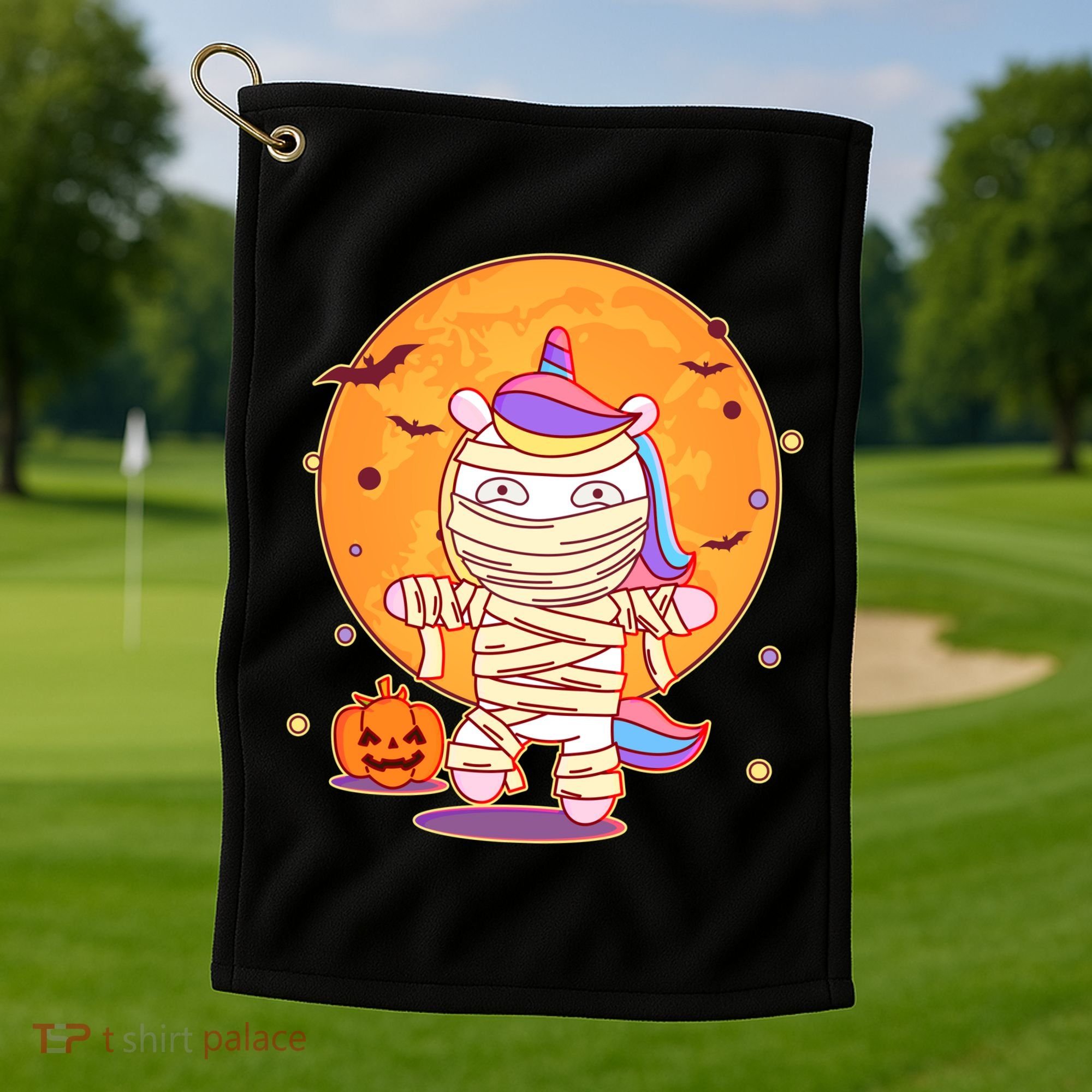 Cute Funny Halloween Unicorn Mummy Golf Towel