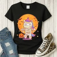 Cute Funny Halloween Unicorn Mummy Women's T-Shirt thumb 3