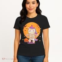 Cute Funny Halloween Unicorn Mummy Women's T-Shirt thumb 4