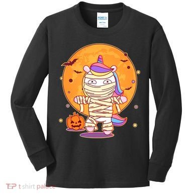 Cute Funny Halloween Unicorn Mummy Kids Long Sleeve Shirt