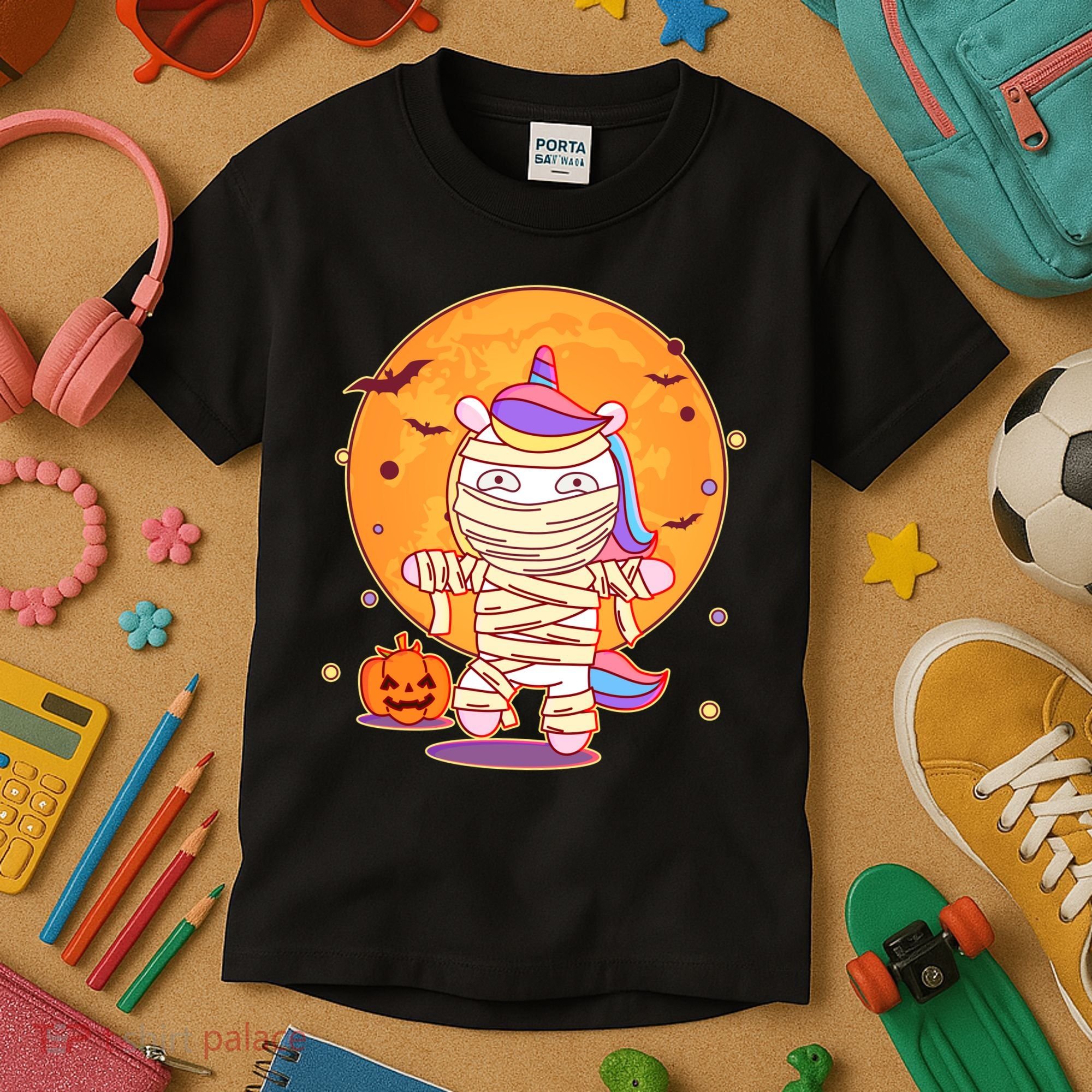 Cute Funny Halloween Unicorn Mummy Kids T-Shirt