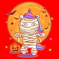 Cute Funny Halloween Unicorn Mummy Santa Hat thumb 1