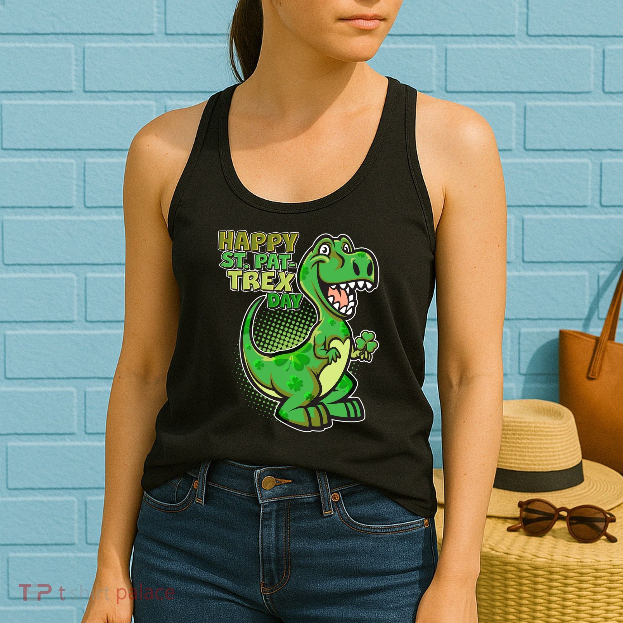 Cute Funny Happy St Pat-Trex Day Women's Tank Top