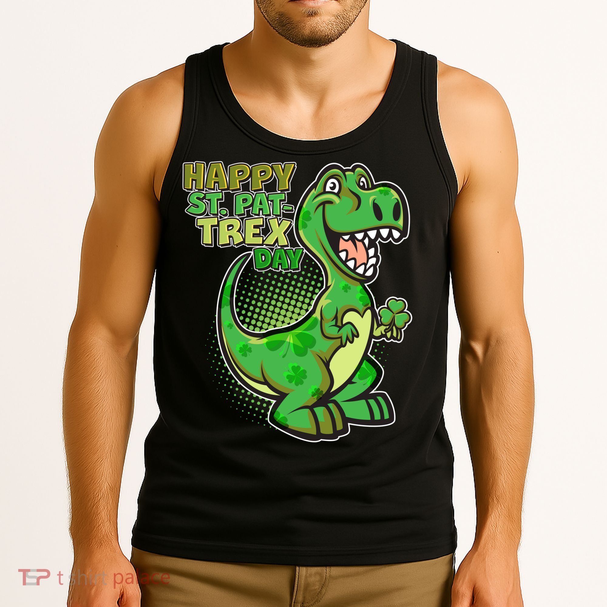 Cute Funny Happy St Pat-Trex Day Tank Top
