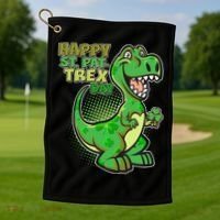 Cute Funny Happy St Pat-Trex Day Golf Towel thumb 1