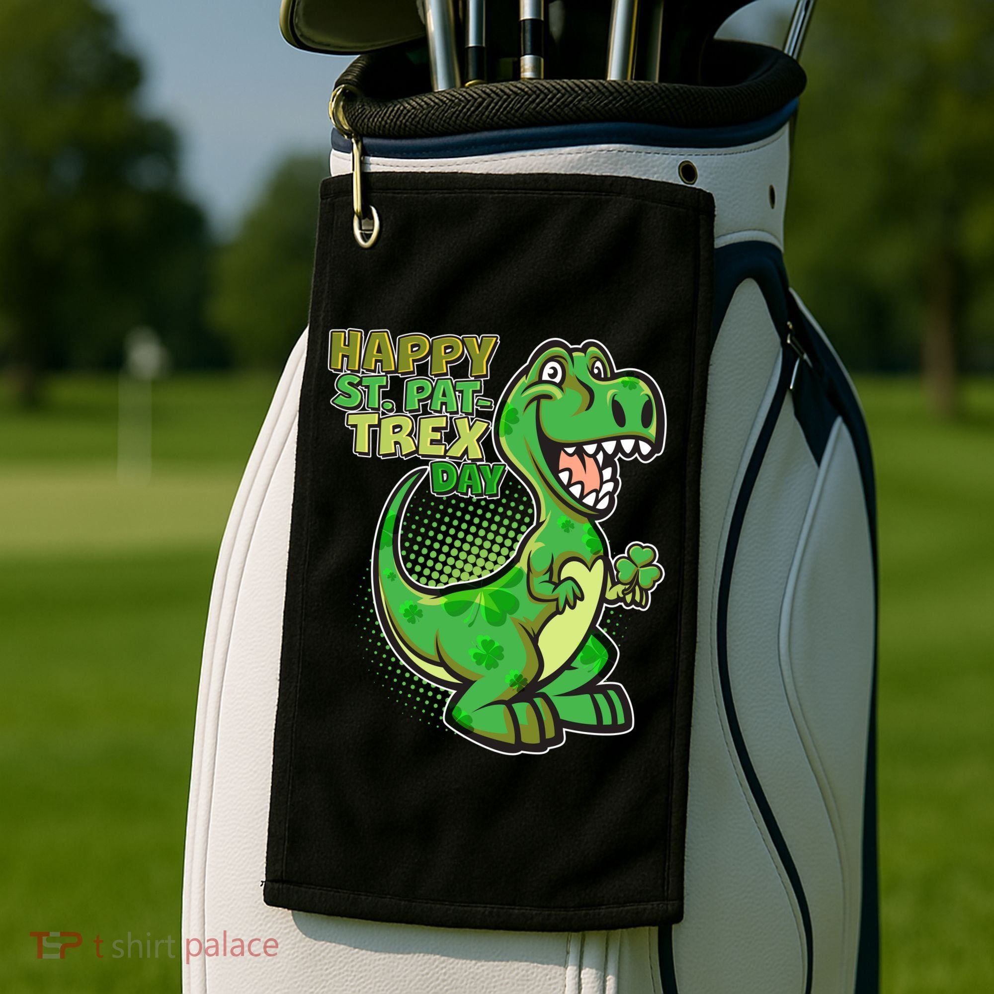 Cute Funny Happy St Pat-Trex Day Golf Towel