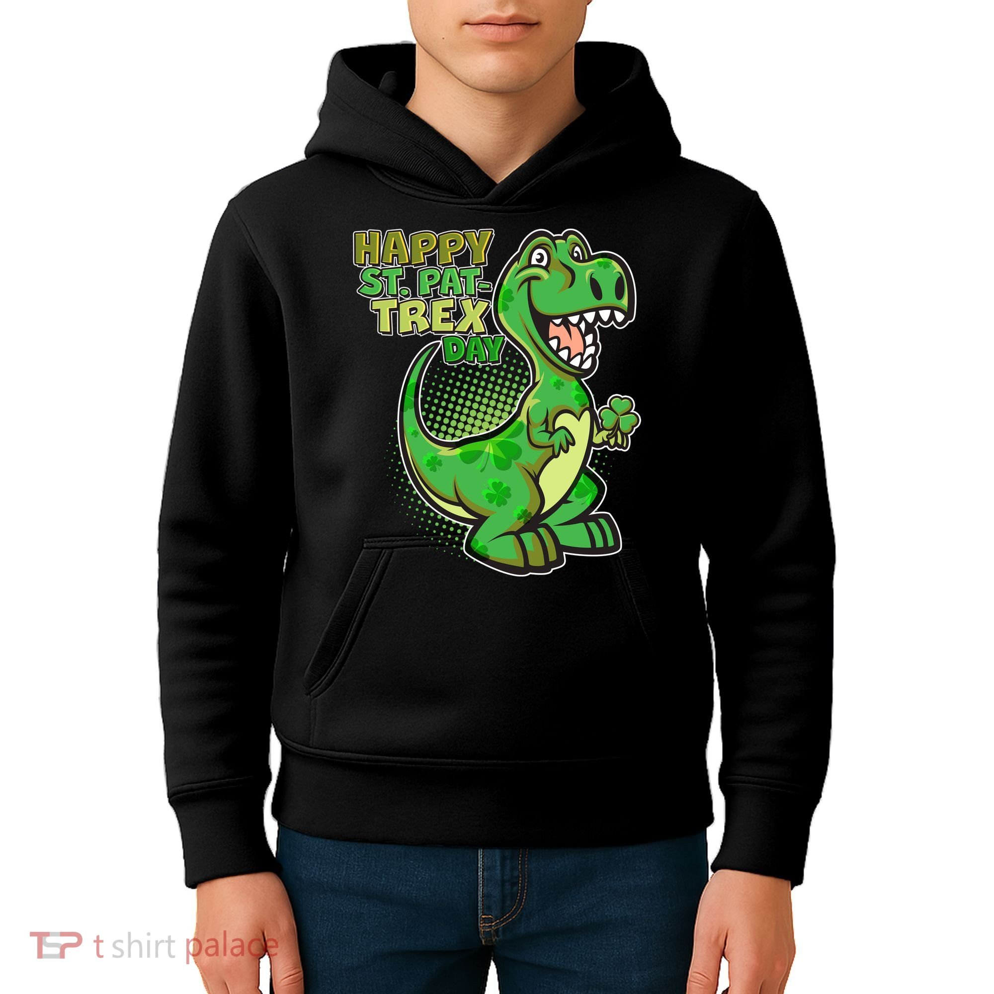 Cute Funny Happy St Pat-Trex Day Kids Hoodie