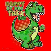 Cute Funny Happy St Pat-Trex Day Santa Hat thumb 1