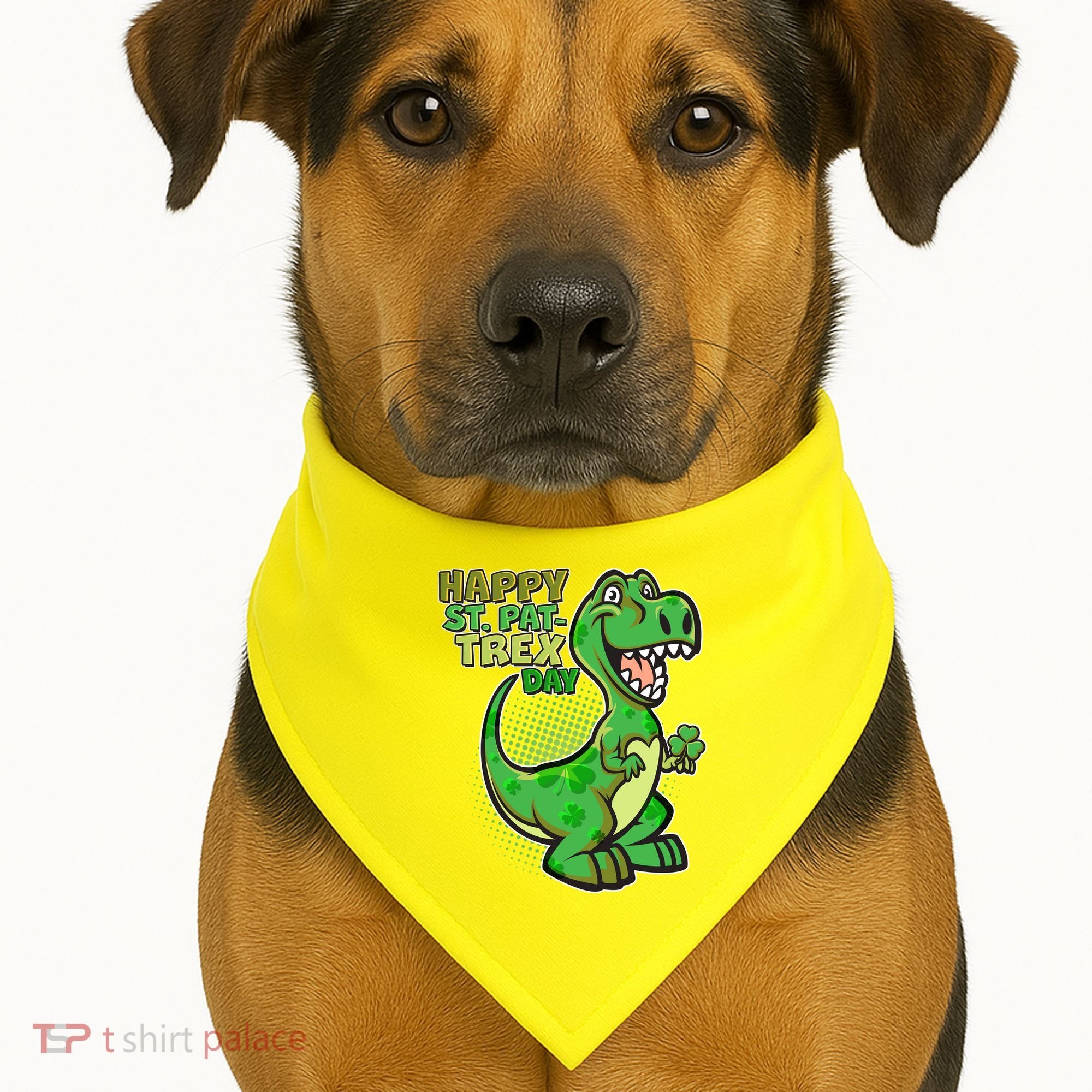 Cute Funny Happy St Pat-Trex Day USA-Made Doggie Bandana