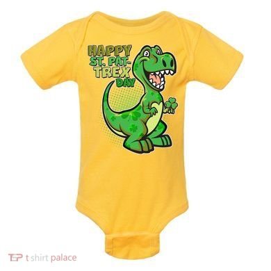 Cute Funny Happy St Pat-Trex Day Baby Bodysuit