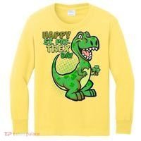 Cute Funny Happy St Pat-Trex Day Kids Long Sleeve Shirt thumb 0