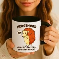 Cute Funny Hedgehogs Why Can't They Just Share the Hedge? Coffee Mug thumb 3