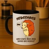 Cute Funny Hedgehogs Why Can't They Just Share the Hedge? Coffee Mug thumb 4