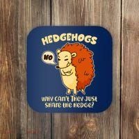 Cute Funny Hedgehogs Why Can't They Just Share the Hedge? Coaster thumb 0
