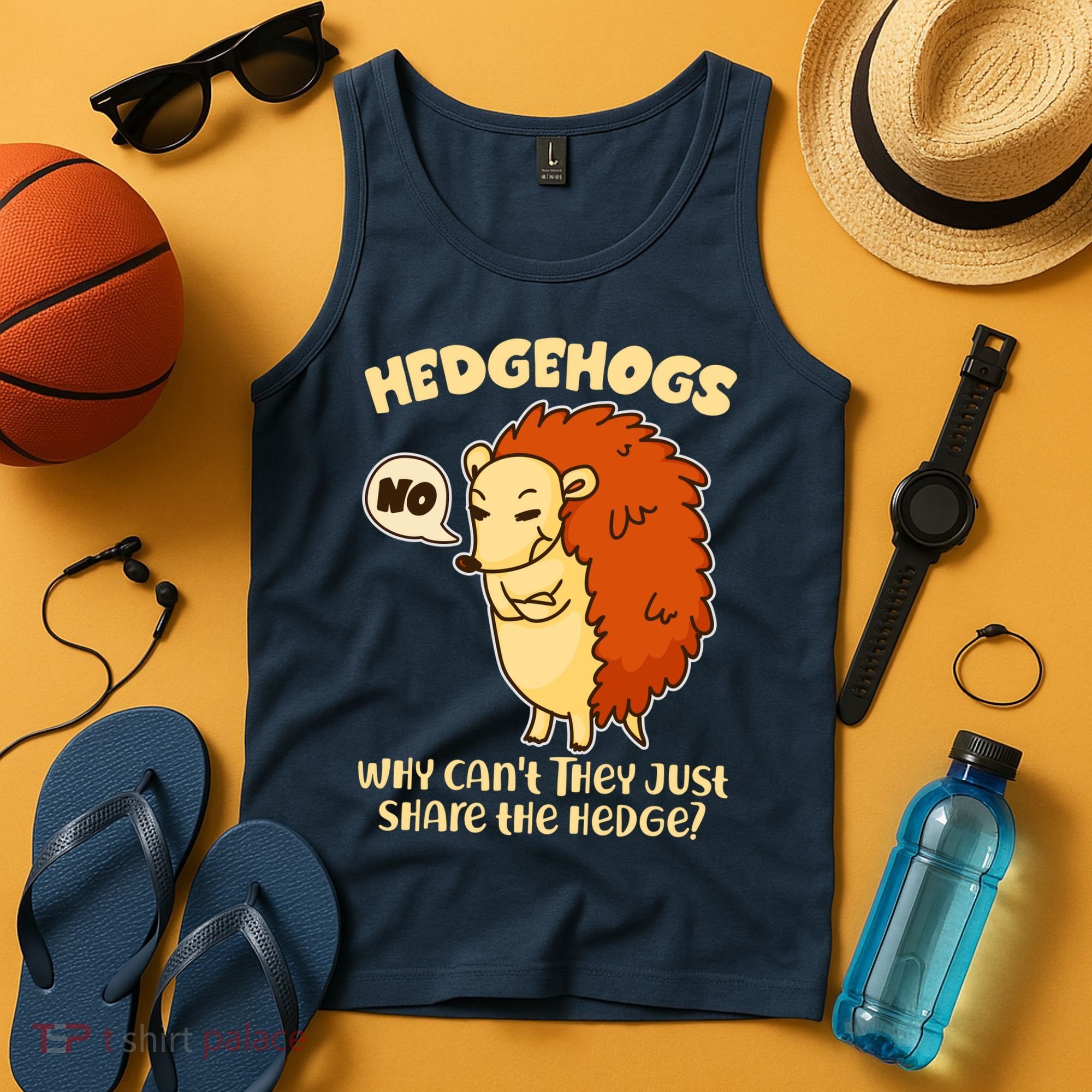 Cute Funny Hedgehogs Why Can't They Just Share the Hedge? Tank Top