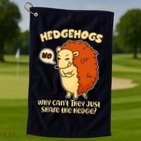 Cute Funny Hedgehogs Why Can't They Just Share the Hedge? Golf Towel thumb 1