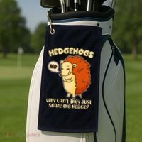Cute Funny Hedgehogs Why Can't They Just Share the Hedge? Golf Towel thumb 2