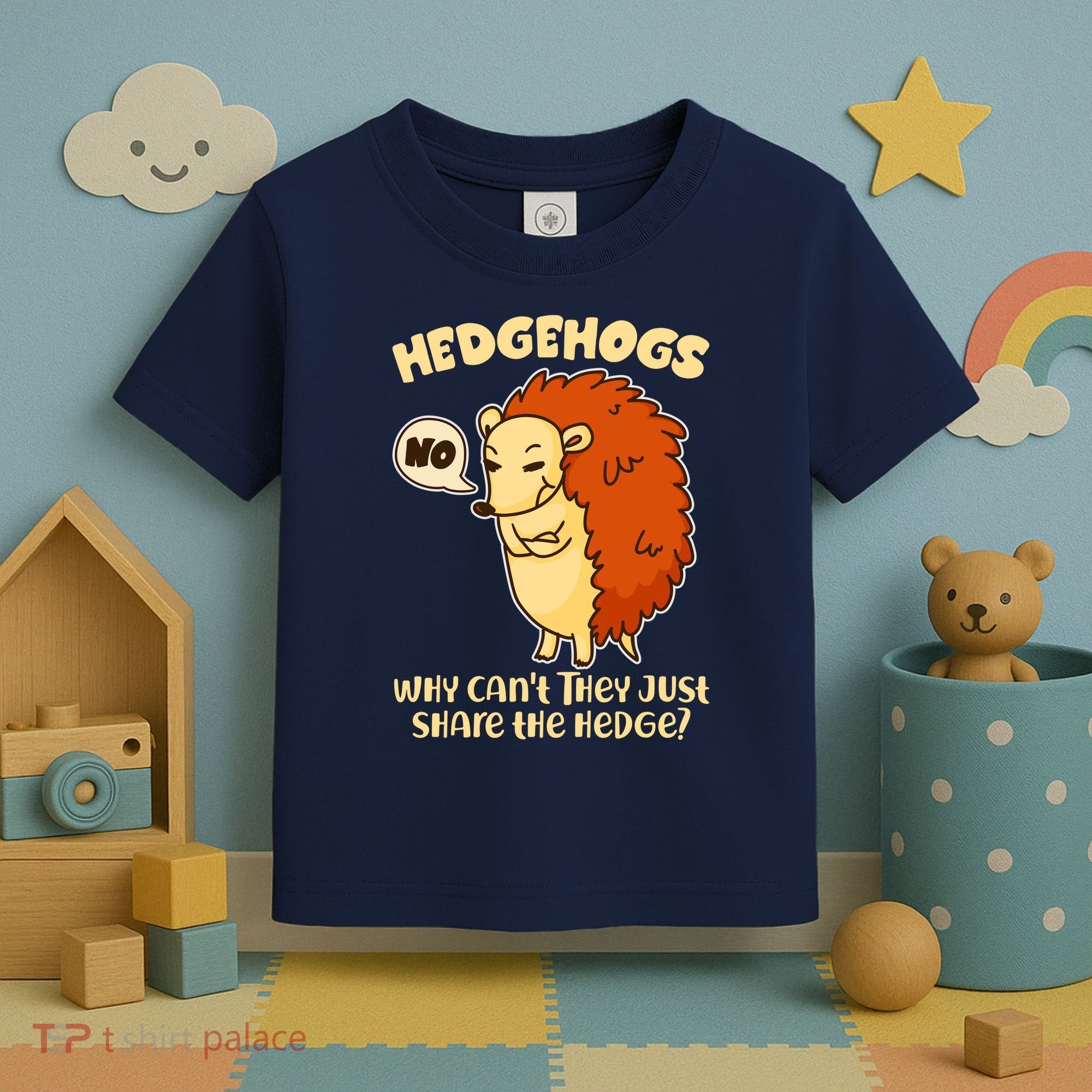 Cute Funny Hedgehogs Why Can't They Just Share the Hedge? Toddler T-Shirt