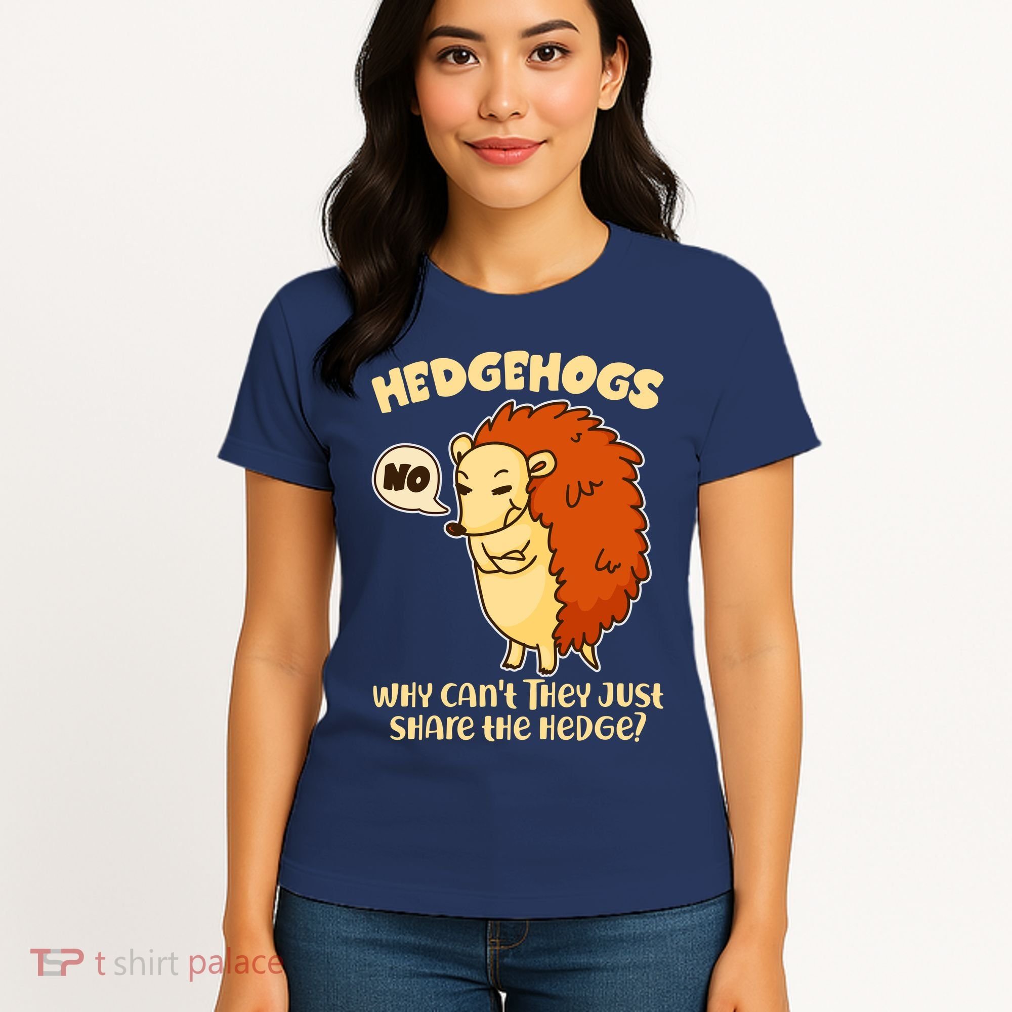 Cute Funny Hedgehogs Why Can't They Just Share the Hedge? Women's T-Shirt