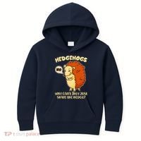 Cute Funny Hedgehogs Why Can't They Just Share the Hedge? Kids Hoodie thumb 0