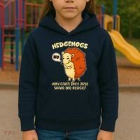 Cute Funny Hedgehogs Why Can't They Just Share the Hedge? Kids Hoodie thumb 3