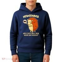 Cute Funny Hedgehogs Why Can't They Just Share the Hedge? Kids Hoodie thumb 4