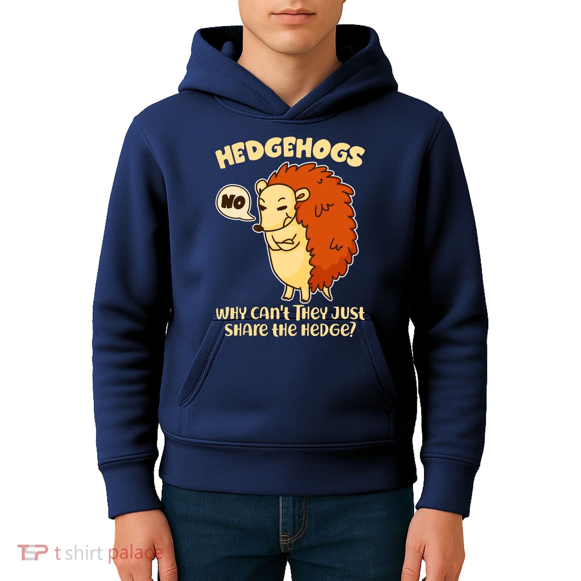 Cute Funny Hedgehogs Why Can't They Just Share the Hedge? Kids Hoodie