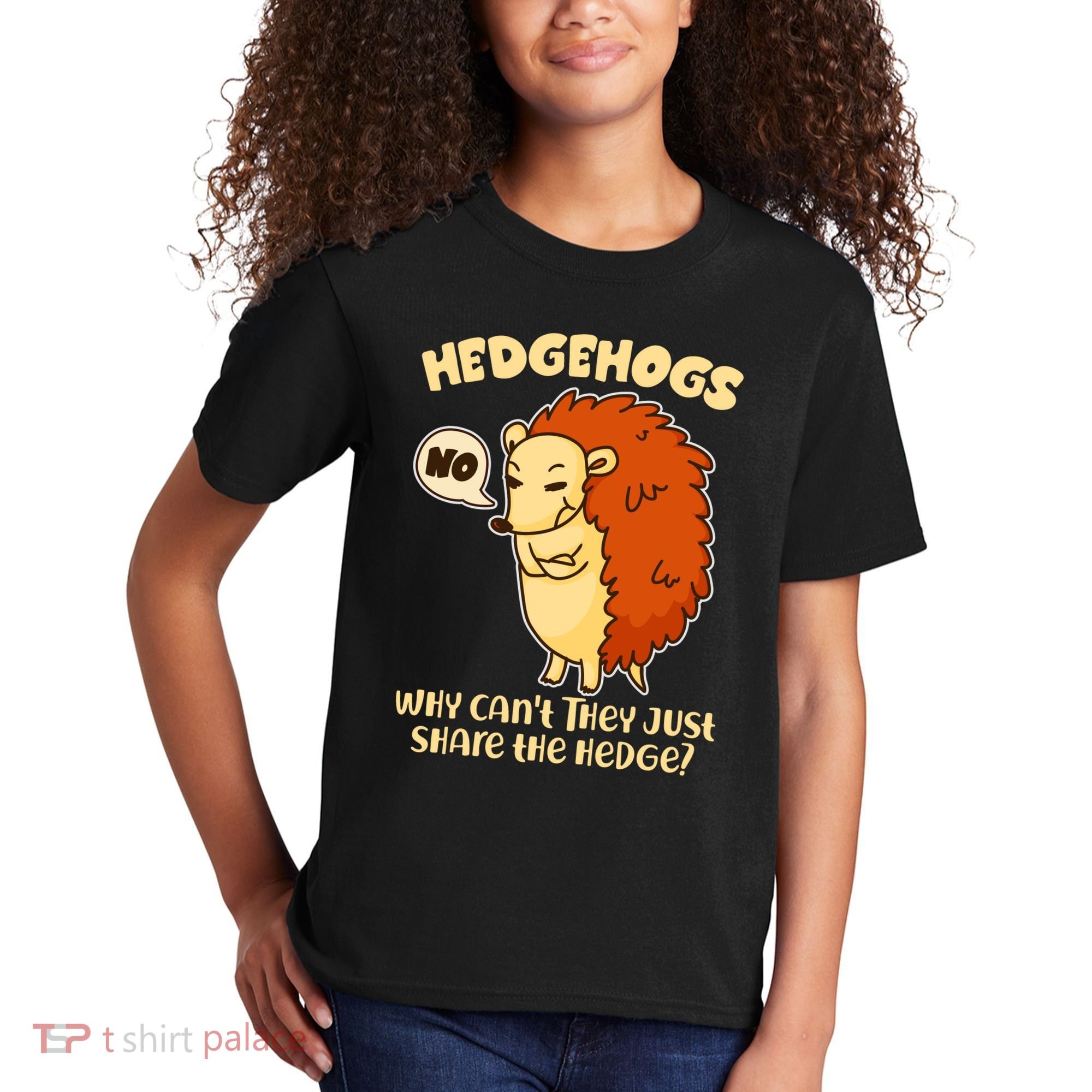 Cute Funny Hedgehogs Why Can't They Just Share the Hedge? Kids T-Shirt