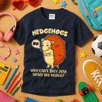 Cute Funny Hedgehogs Why Can't They Just Share the Hedge? Kids T-Shirt thumb 3