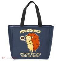 Cute Funny Hedgehogs Why Can't They Just Share the Hedge? Tote Bag thumb 0