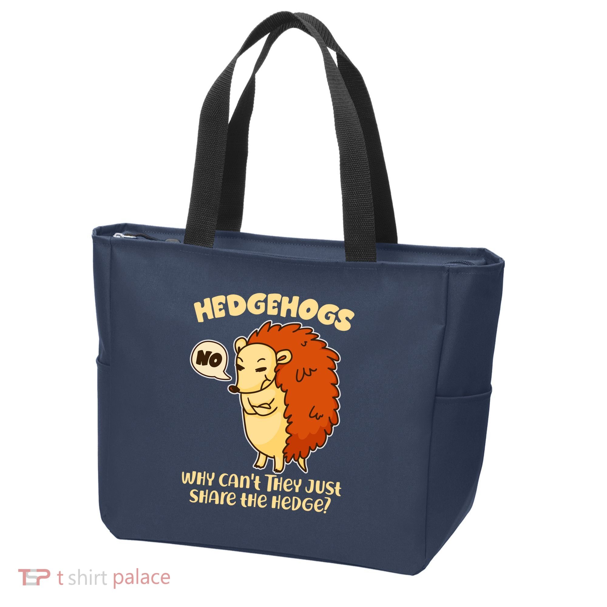 Cute Funny Hedgehogs Why Can't They Just Share the Hedge? Tote Bag
