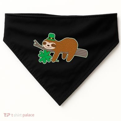 Cute Funny St Patrick's Day Sloth USA-Made Doggie Bandana