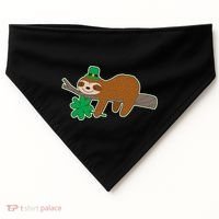 Cute Funny St Patrick's Day Sloth USA-Made Doggie Bandana thumb 0