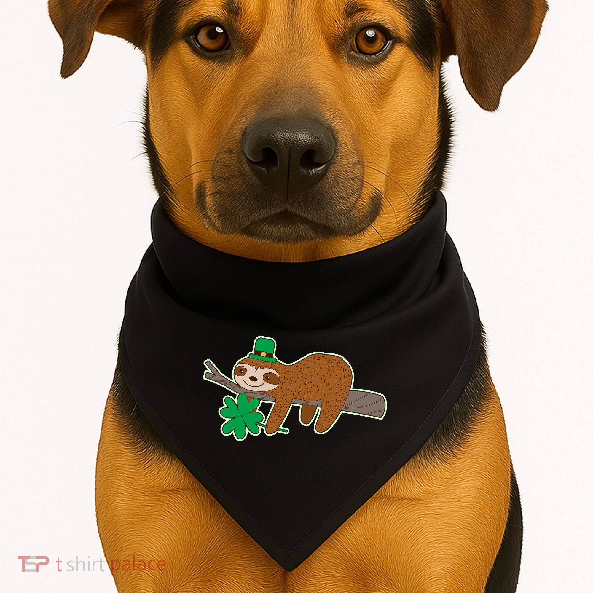 Cute Funny St Patrick's Day Sloth USA-Made Doggie Bandana