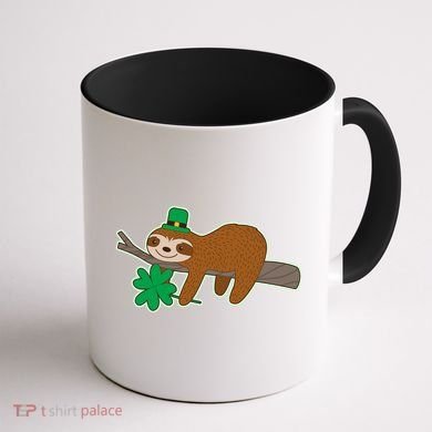 Cute Funny St Patrick's Day Sloth Coffee Mug back