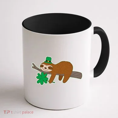 Cute Funny St Patrick's Day Sloth Coffee Mug back
