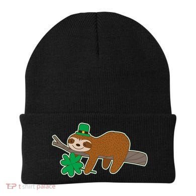 Cute Funny St Patrick's Day Sloth Beanie