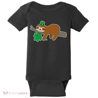 Cute Funny St Patrick's Day Sloth Baby Bodysuit